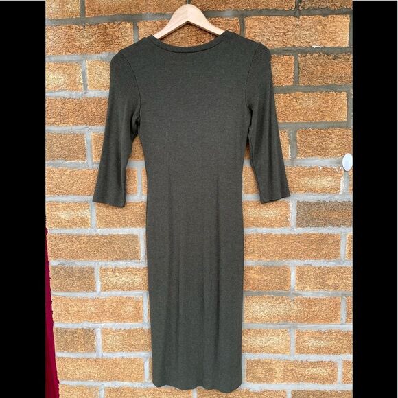 L'AGENCE Aurora Heathered Olive Henley Dress - Picture 11 of 11